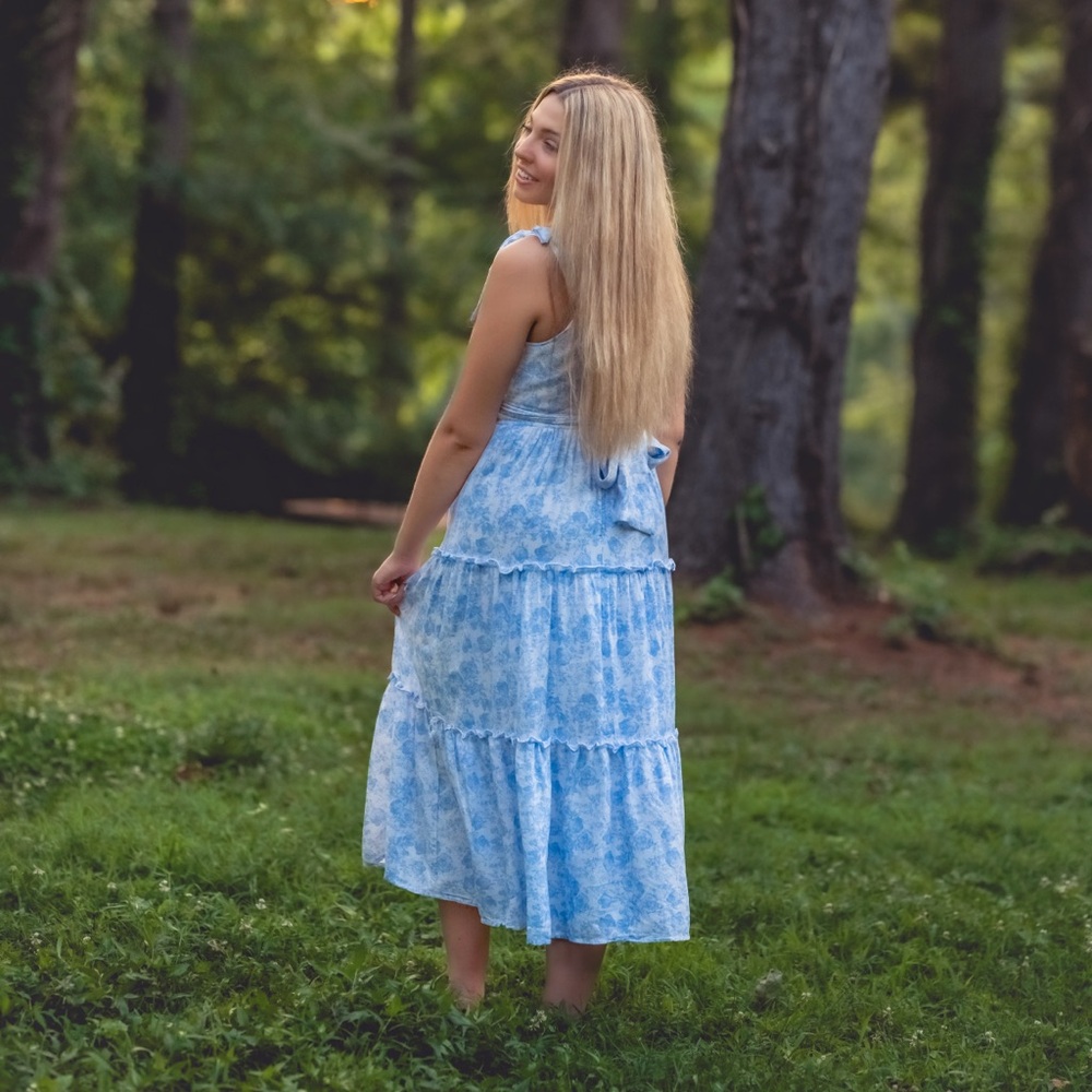 Blue Patterned Maxi Dress - Picture 2 of 6